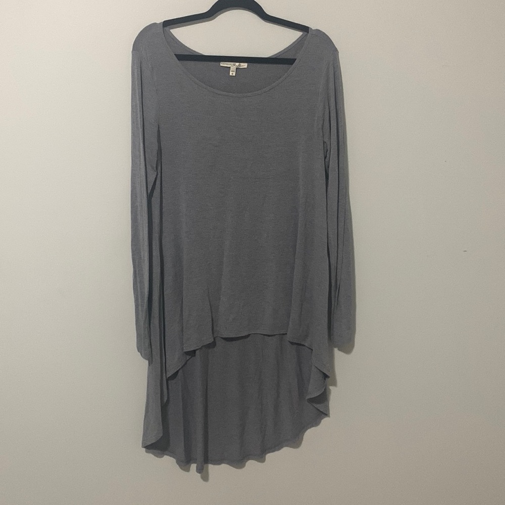 Express cotton grey high low long sleeved shirt - Picture 1 of 4